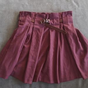 Pleated paper bag waist skirt